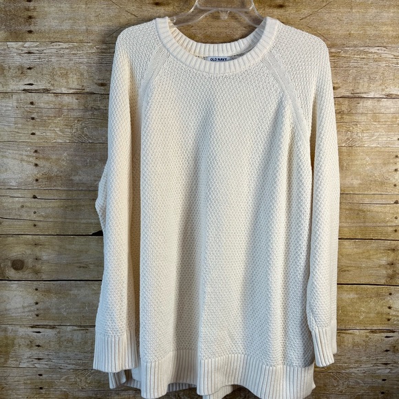 Old Navy Women’s Chunky Cable Knit Off White Cream Sweater Tunic EUC Size XL - Picture 2 of 8